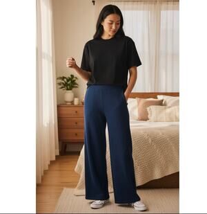 Noname Wide Leg High Waisted Cashmere Pants Royal Blue S